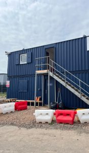 Two-storey construction site office cabin connected on day one with Starlink and 5G via Arista VeloCloud SD-WAN